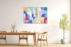 Pamono Natalia Roman, Bauhaus Bright Summer Diptych, 2025, Acrylic on Watercolor Paper><noscript><img width=