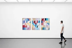 Online Pamono Natalia Roman, Colorful Shoots and Ladders Triptych, 2025, Acrylic on Watercolor Paper