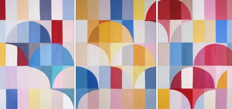New Pamono Natalia Roman, Primary Arcs and Curves, 2025, Acrylic on Watercolor Paper