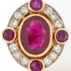 Pamono Natural Burmese 2 Ct Ruby and Diamond Halo Ring> Rings