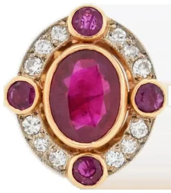 Pamono Natural Burmese 2 Ct Ruby and Diamond Halo Ring> Rings