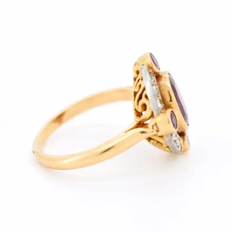 Pamono Natural Burmese 2 Ct Ruby and Diamond Halo Ring> Rings