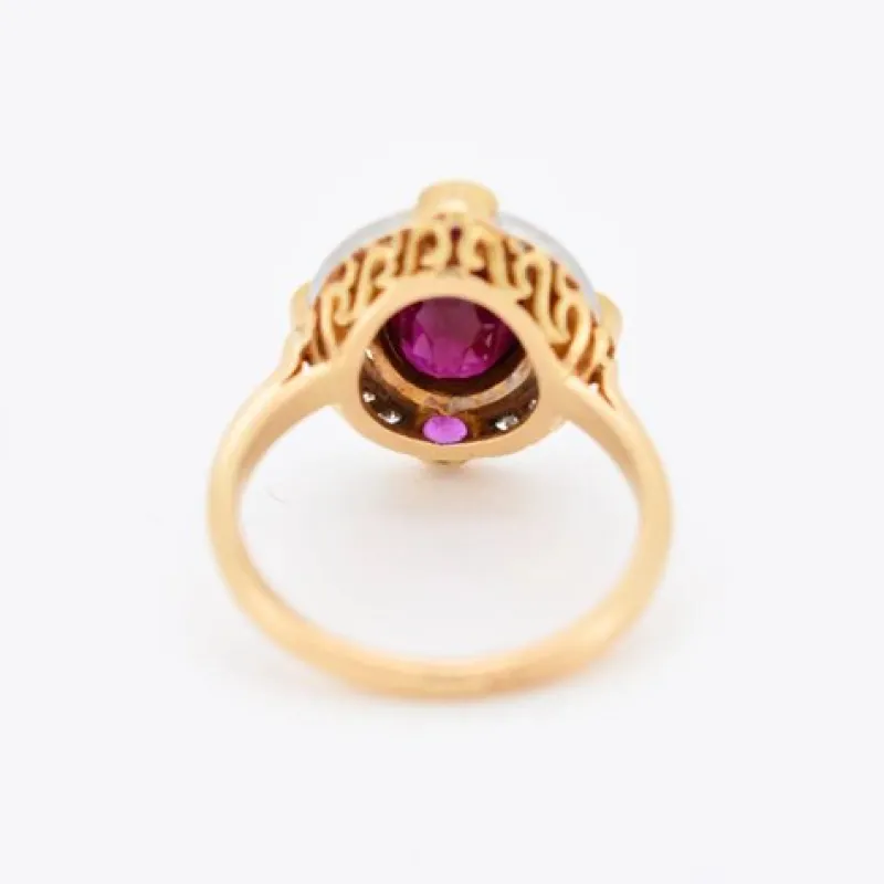 Pamono Natural Burmese 2 Ct Ruby and Diamond Halo Ring> Rings
