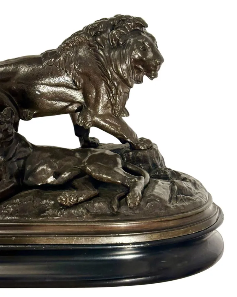 Outlet Pamono Naturalistic Sculpture, 1890s, Metal on Wood Base