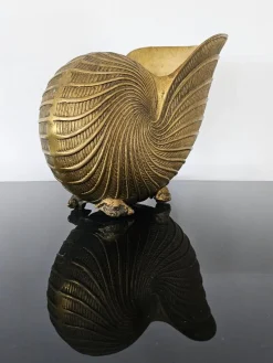 Pamono Nautilus Shaped Champagne Bottle Holder in Brass, Italy, 1950s><noscript><img width=