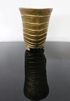 Pamono Nautilus Shaped Champagne Bottle Holder in Brass, Italy, 1950s><noscript><img width=