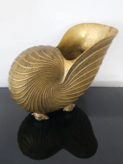 Pamono Nautilus Shaped Champagne Bottle Holder in Brass, Italy, 1950s><noscript><img width=