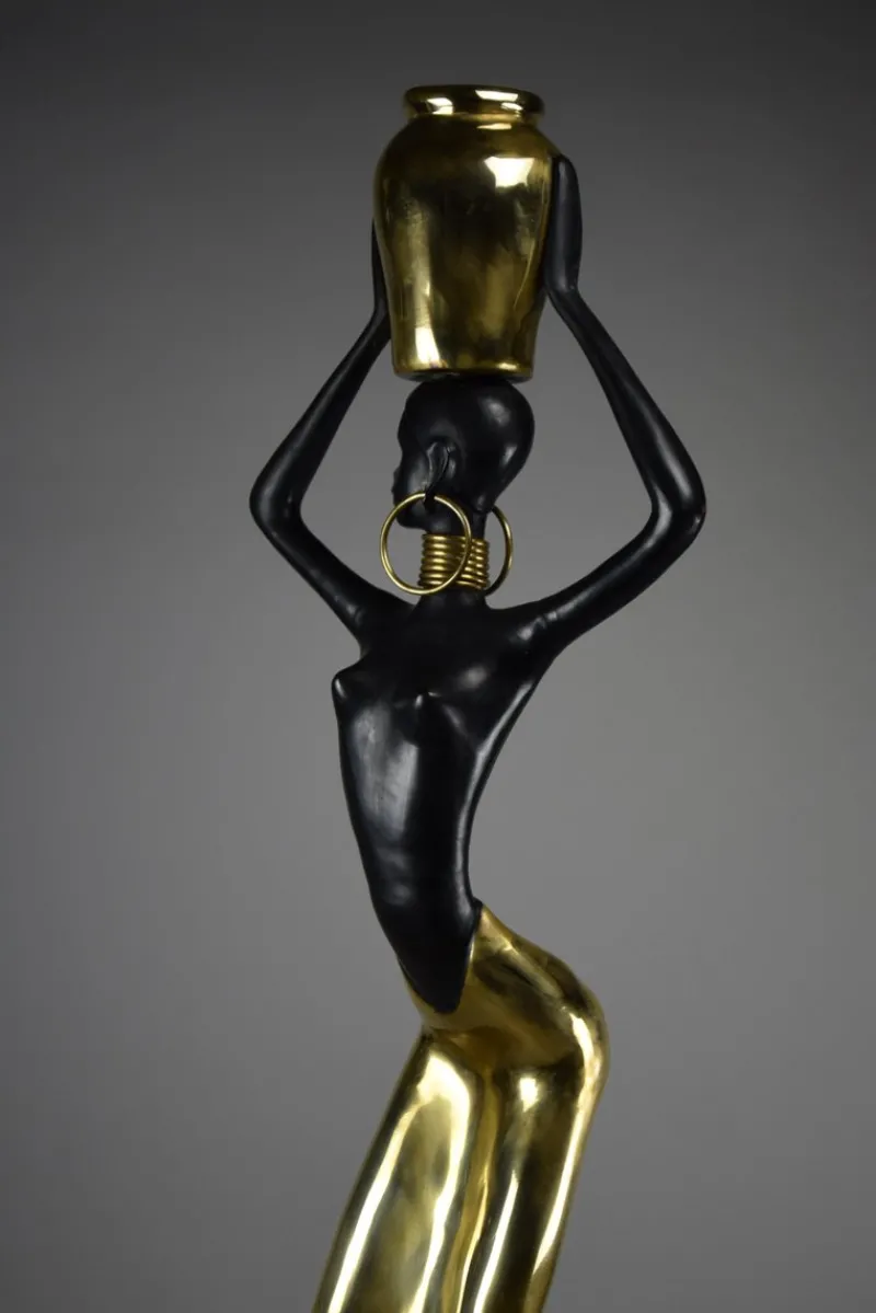Pamono Ndebele Artist, Mid Century Modern Female Sculpture, 1970s, Brass & Copper> Mid-Century