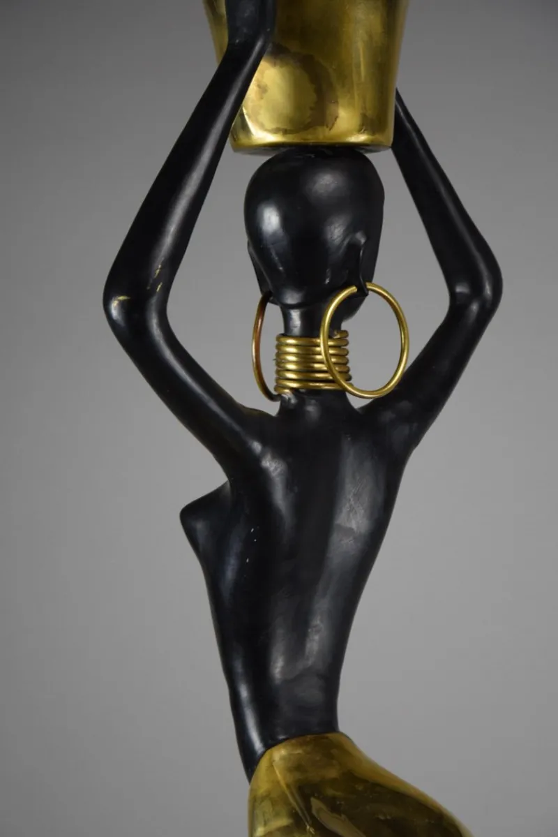 Pamono Ndebele Artist, Mid Century Modern Female Sculpture, 1970s, Brass & Copper> Mid-Century