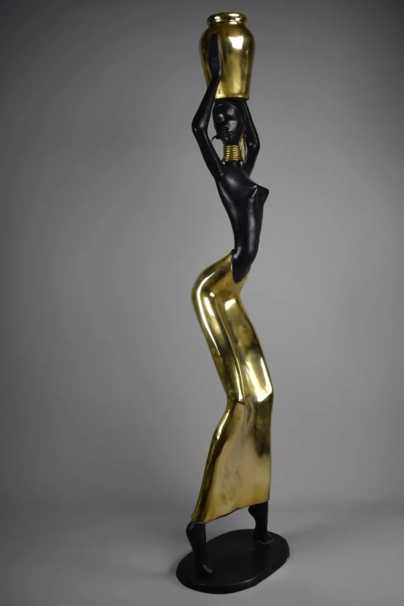 Pamono Ndebele Artist, Mid Century Modern Female Sculpture, 1970s, Brass & Copper> Mid-Century