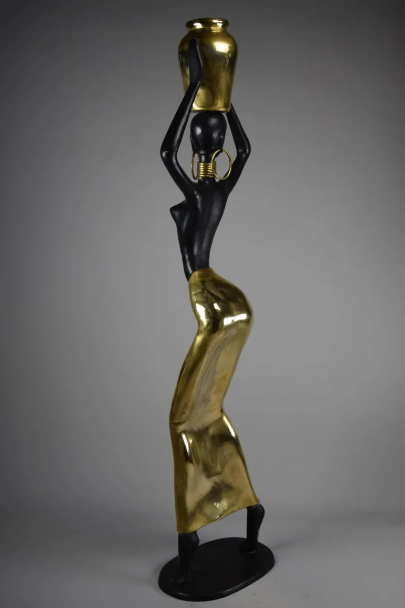 Pamono Ndebele Artist, Mid Century Modern Female Sculpture, 1970s, Brass & Copper> Mid-Century