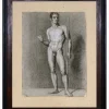 Hot Pamono Neoclassical Artist, Men's Nude Study, Early 1800s, Charcoal & Pencil on Paper, Framed