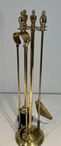 Hot Pamono Neoclassical Brass Fire Set, 1970s