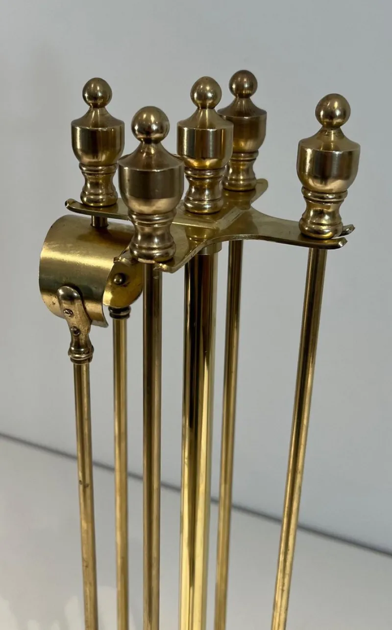 Hot Pamono Neoclassical Brass Fire Set, 1970s