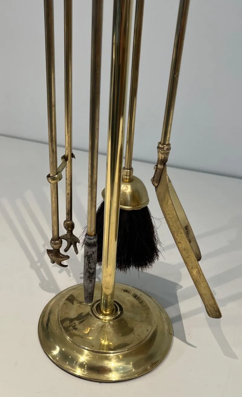 Hot Pamono Neoclassical Brass Fire Set, 1970s