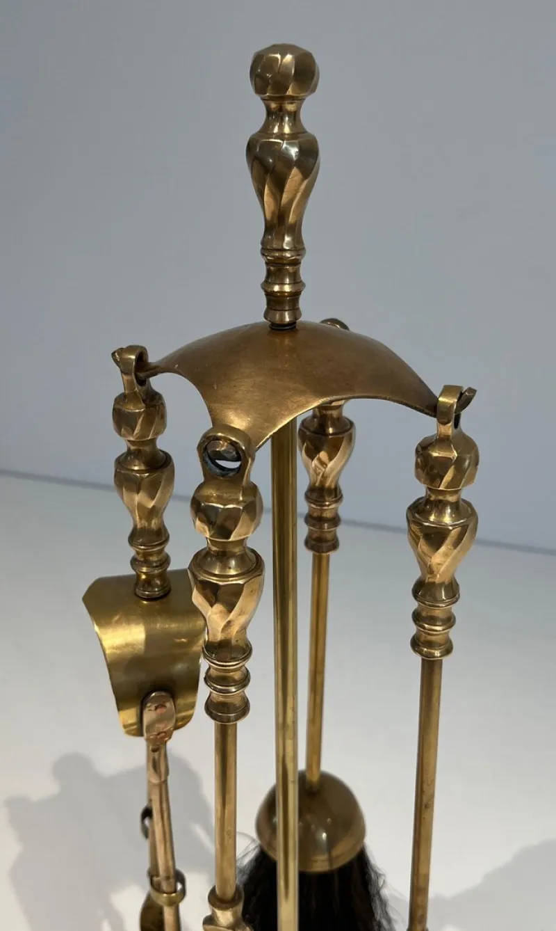 New Pamono Neoclassical Brass Fire Set, 1970s