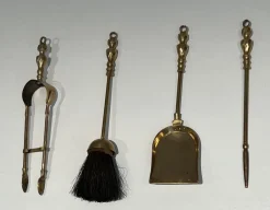 New Pamono Neoclassical Brass Fire Set, 1970s
