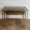 Pamono Neoclassical Brass Nesting Tables by Maison Ramsay, Set of 3> Coffee & Side Tables