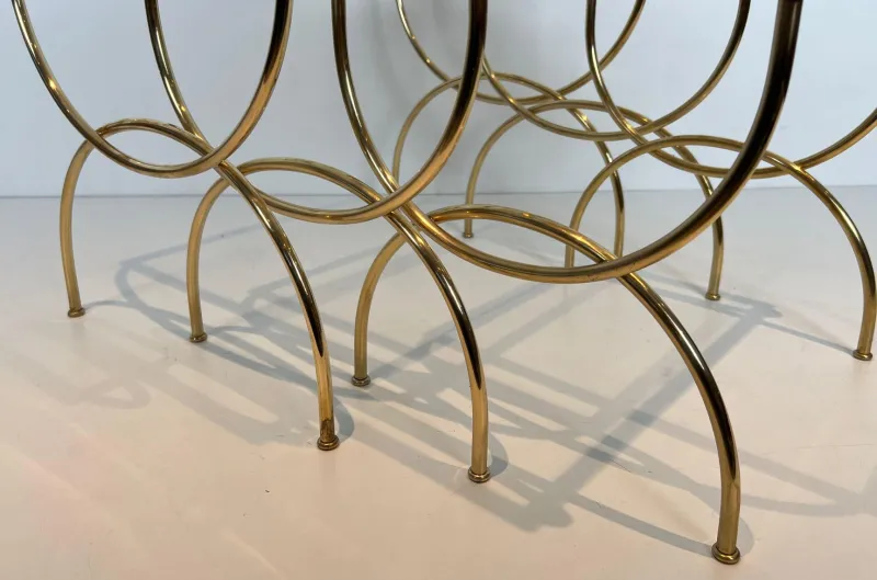 Pamono Neoclassical Brass Nesting Tables, Set of 3> Coffee & Side Tables