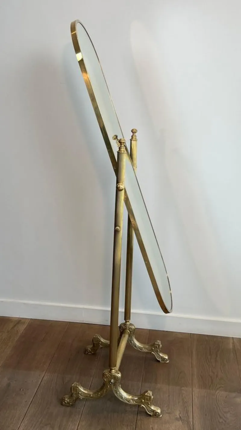 Pamono Neoclassical Brass Psyche Mirror> Mirrors