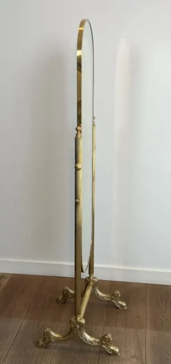 Pamono Neoclassical Brass Psyche Mirror><noscript><img width=