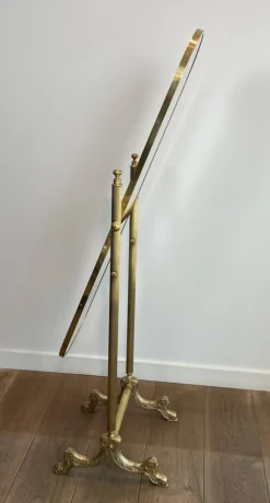 Pamono Neoclassical Brass Psyche Mirror><noscript><img width=