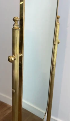 Pamono Neoclassical Brass Psyche Mirror><noscript><img width=