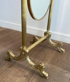 Pamono Neoclassical Brass Psyche Mirror><noscript><img width=