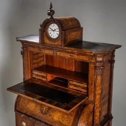 Pamono Neoclassical Cylinder Secretaire Desk with Clock, 1780><noscript><img width=