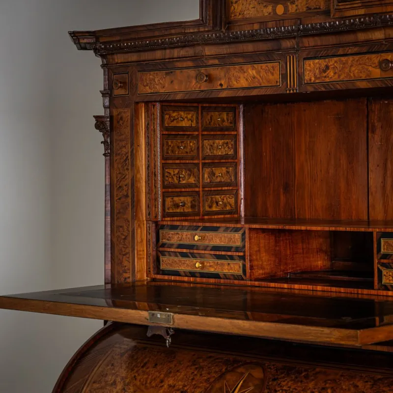 Pamono Neoclassical Cylinder Secretaire Desk with Clock, 1780> Secretaires