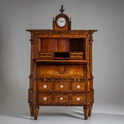 Pamono Neoclassical Cylinder Secretaire Desk with Clock, 1780><noscript><img width=