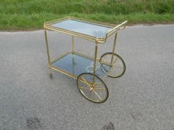 New Pamono Neoclassical French Brass Serving Trolley, 1960s