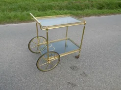 New Pamono Neoclassical French Brass Serving Trolley, 1960s