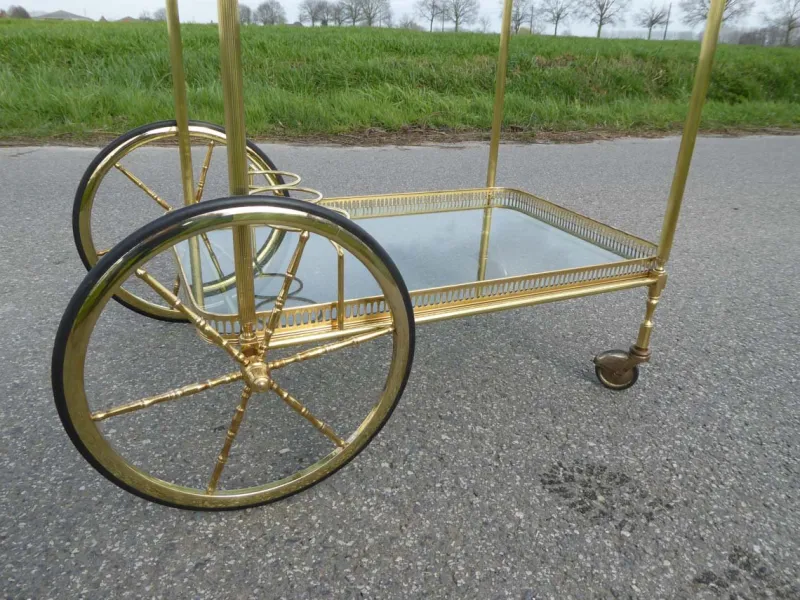 New Pamono Neoclassical French Brass Serving Trolley, 1960s