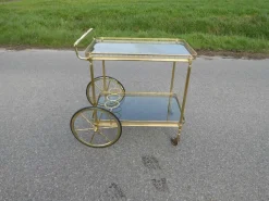 New Pamono Neoclassical French Brass Serving Trolley, 1960s