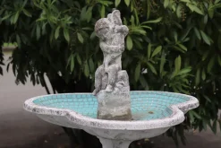 Pamono Neoclassical Garden Fountain with Statue, Early 20th Century><noscript><img width=