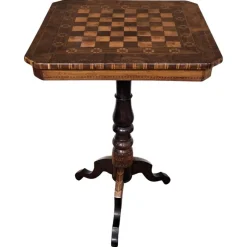 New Pamono Neoclassical Italian Walnut Inlay Tripod Game Table, 1950s