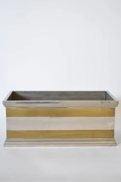 Pamono Neoclassical Rectangular Aluminium and Brass Planter, 1970s> Planters And Jardiniere