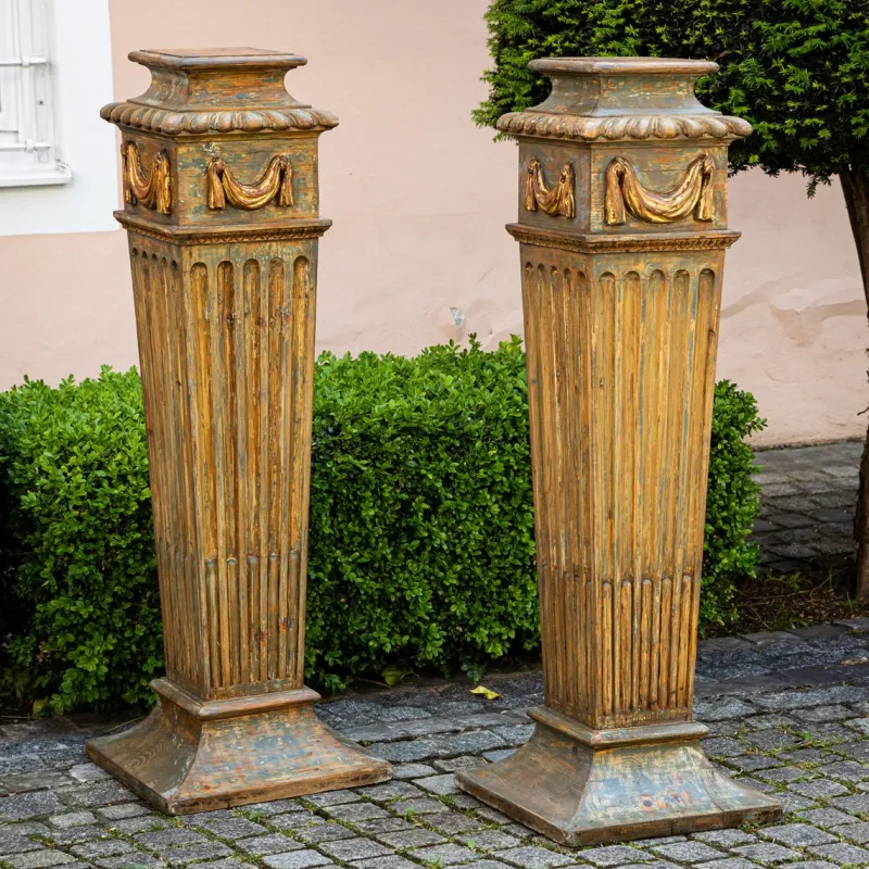 Pamono Neoclassical Style Pedestals, 20th Century, Set of 2> Pedestals And Columns