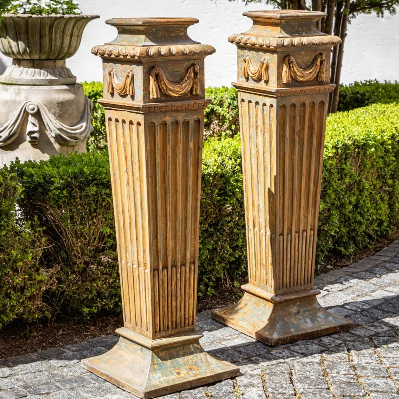 Pamono Neoclassical Style Pedestals, 20th Century, Set of 2> Pedestals And Columns