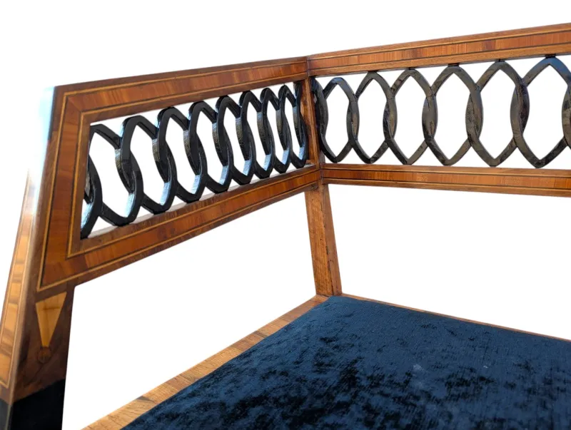 Pamono Neoclassical Style Walnut Bench with Maple Inlays