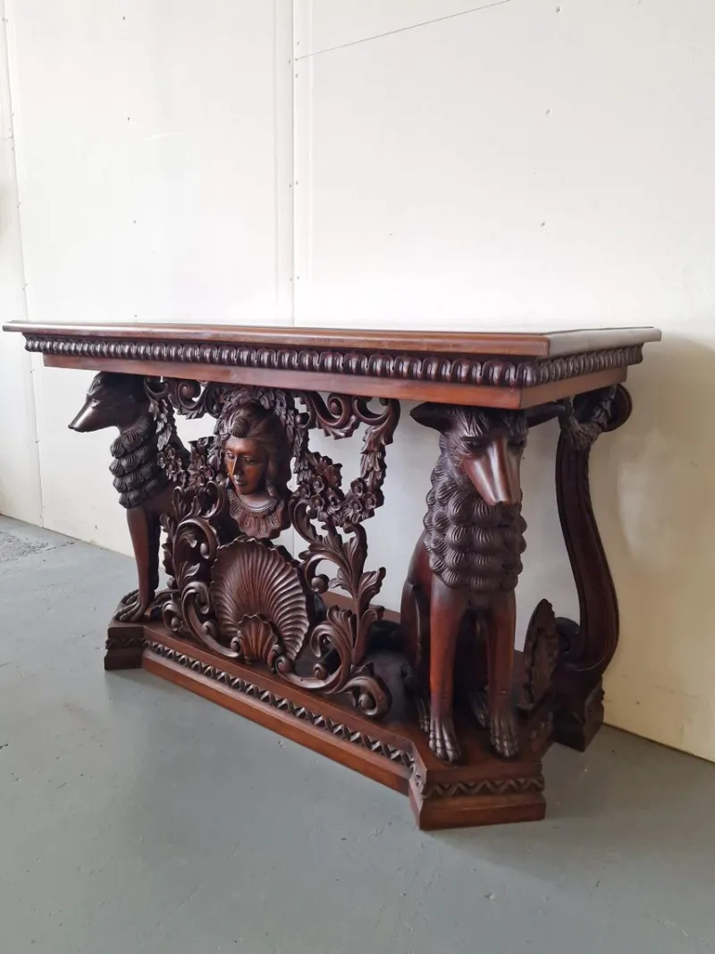 Hot Pamono Neo-Renaissance Style Mahogany Console