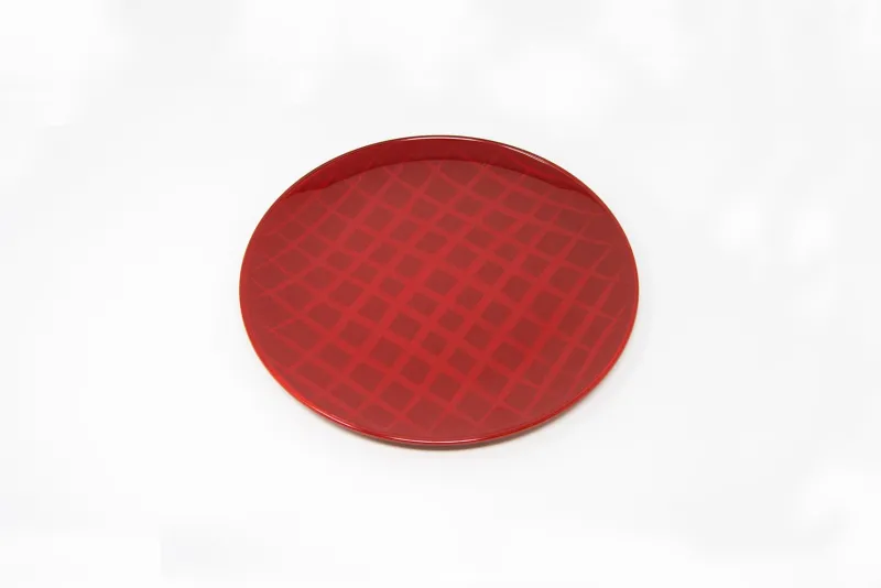 Pamono Network Red Plate in Lacquered Urushi Glass by Eliana Lorena for Hands On Design> Decorative Plates