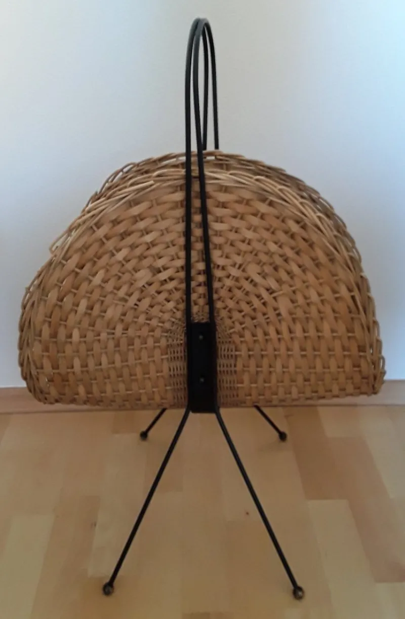 Hot Pamono Newspaper Stand in Metal and Raffia, 1970s
