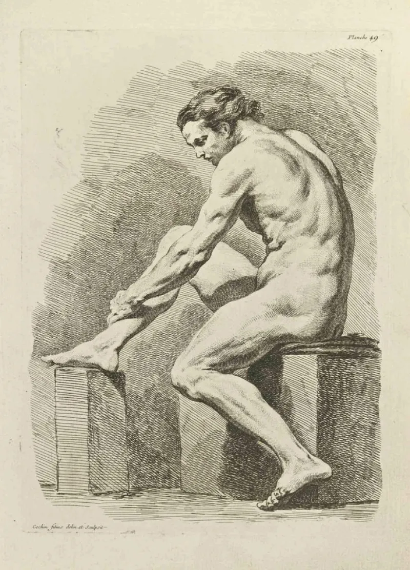 Pamono Nicholas Cochin, Anatomy Studies, Etching, 1755> Old Masters