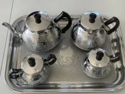 Pamono Nickel-Plated Aluminum Coffee Set, 1970s, Set of 5><noscript><img width=