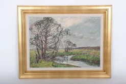 Pamono Niels Holbak, Danish Landscape Painting, Oil on Canvas, Framed> Art Nouveau