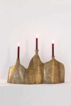 Pamono Night Strikes Sparks Triple Candelabrum in Brass Metal Resin by Atelier Ellery><noscript><img width=