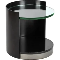 Hot Pamono Nightstand or Side Table in Lacquered Wood and Crystal by G. Moscatelli, Italy, 1970s