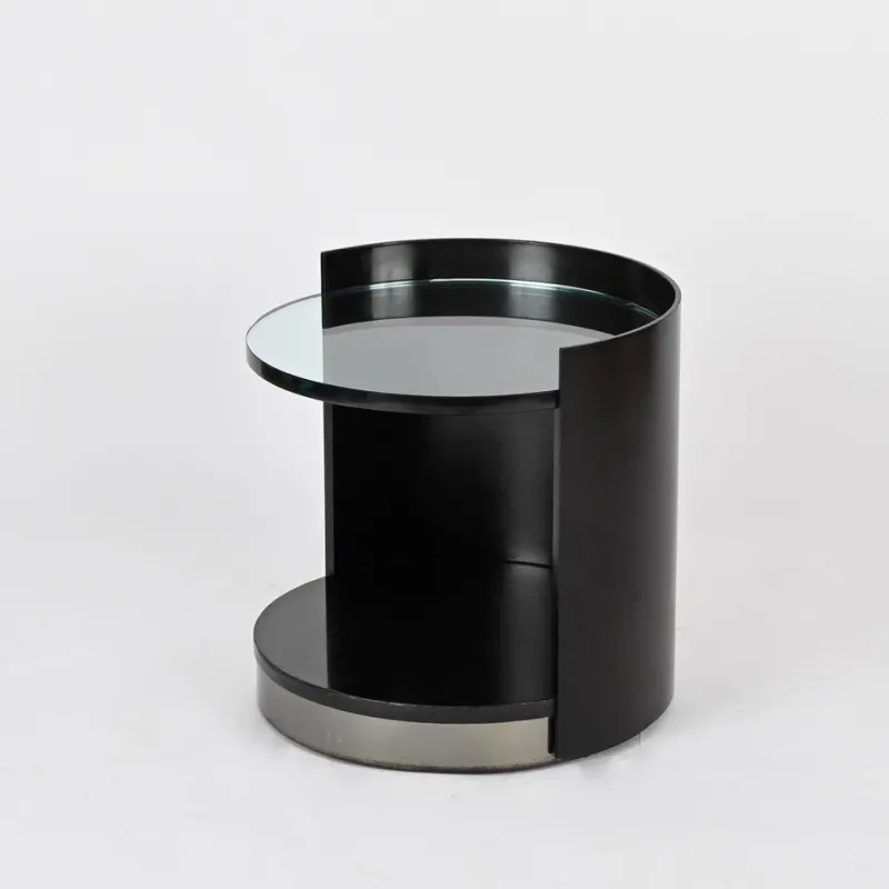 Hot Pamono Nightstand or Side Table in Lacquered Wood and Crystal by G. Moscatelli, Italy, 1970s